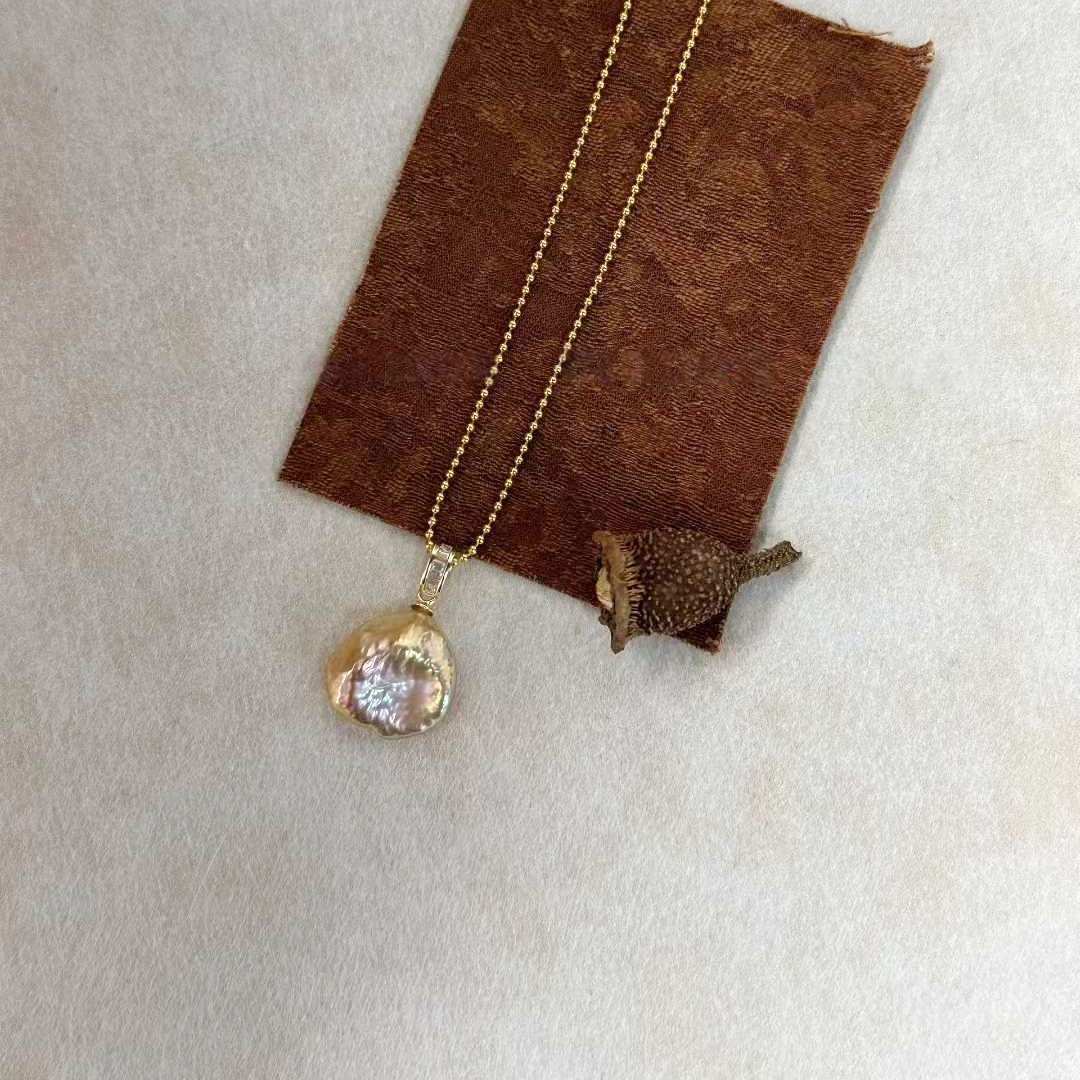 GOLDEN BEAD BAROQUE PEARL NECKLACE
