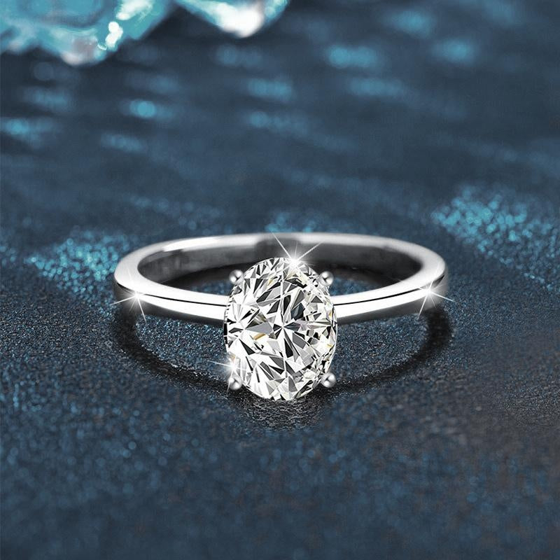 1-Carat Dove-Egg Moissanite Ring in S925 Sterling Silver