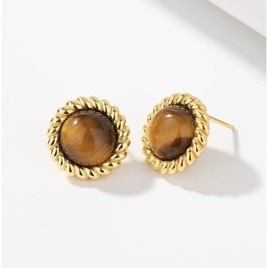 Tiger's Eye Twisted Wire Earrings