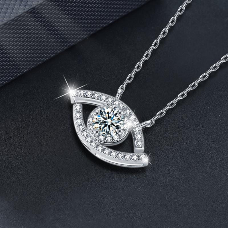 Evil Eye Moissanite Pendant S925 Sterling Silver Necklace