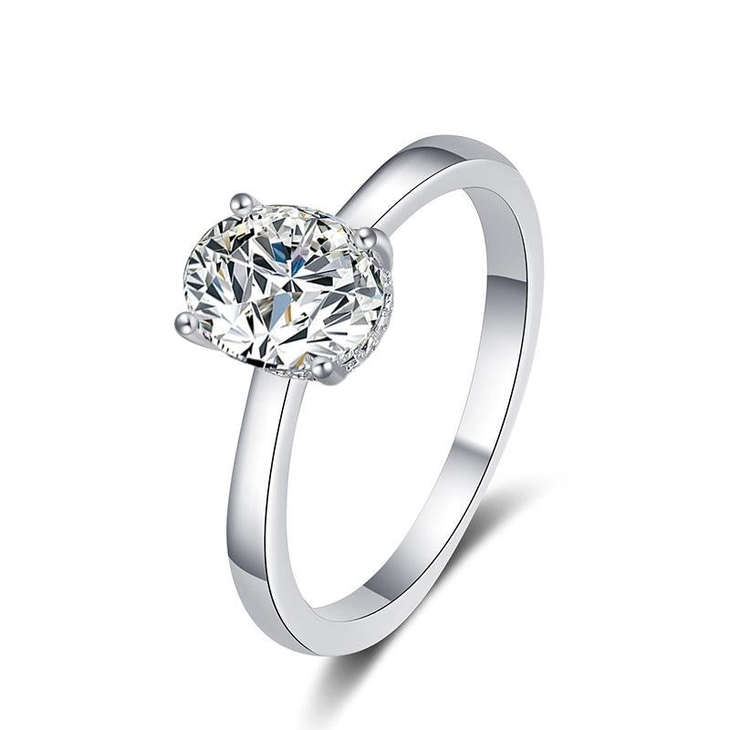 1-Carat Dove-Egg Moissanite Ring in S925 Sterling Silver