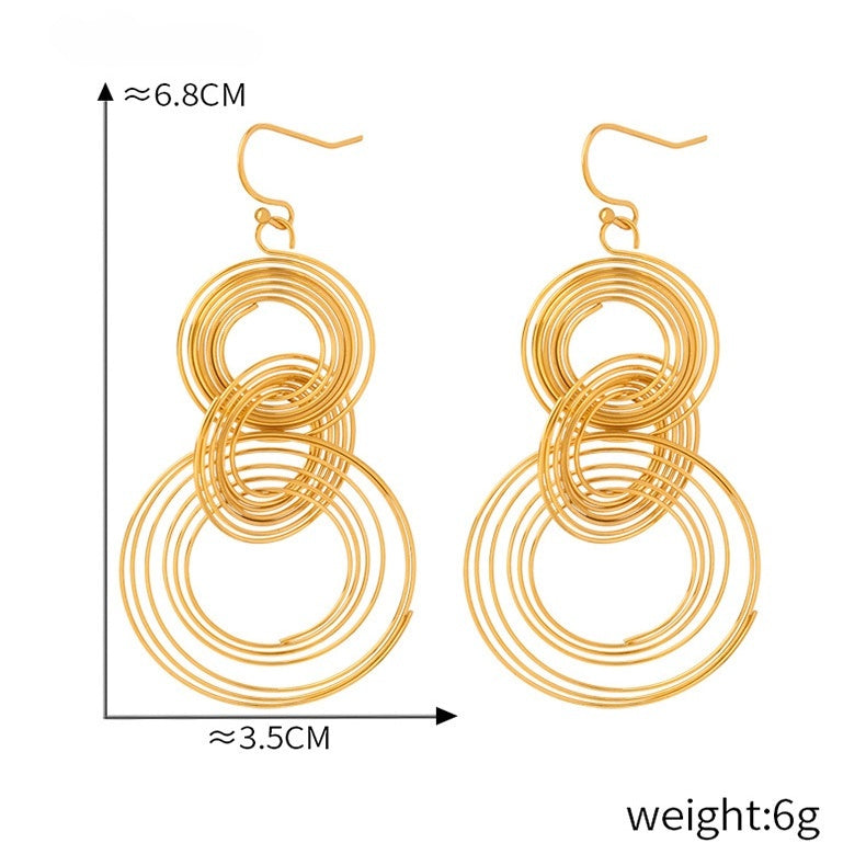 MULTI-LAYER COIL RING-SPLICED EARRINGS