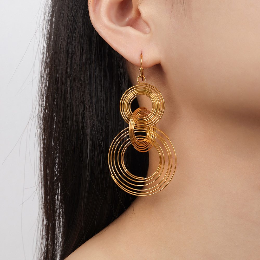 MULTI-LAYER COIL RING-SPLICED EARRINGS