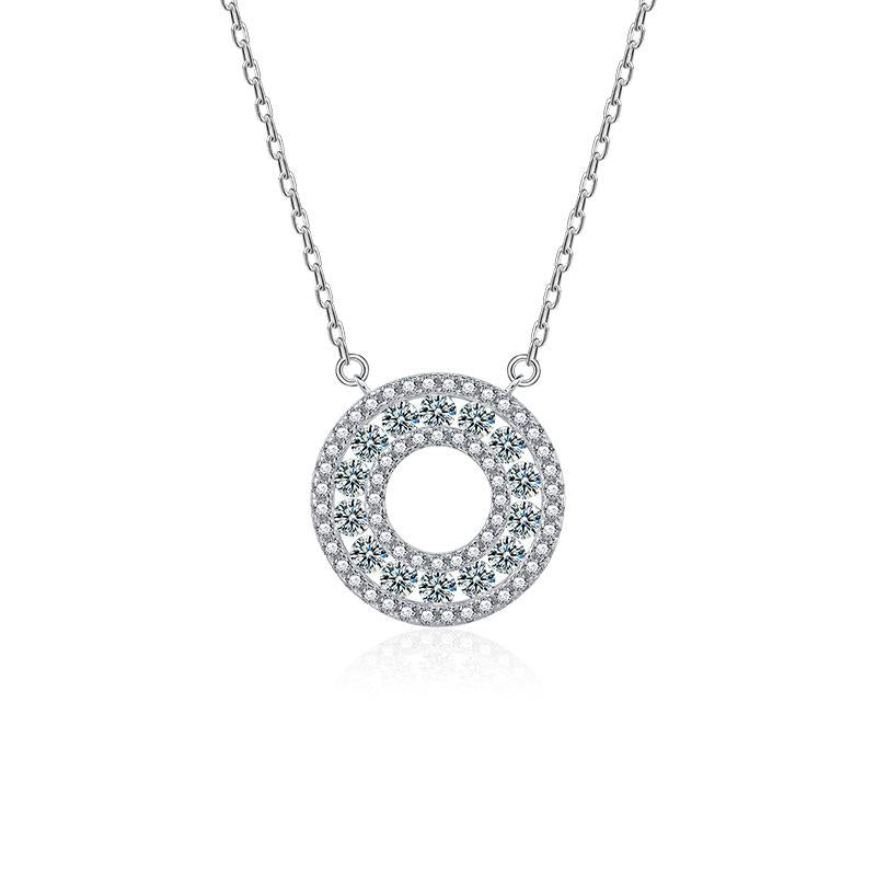 Round Moissanite Pendant Necklace in S925 Sterling Silver