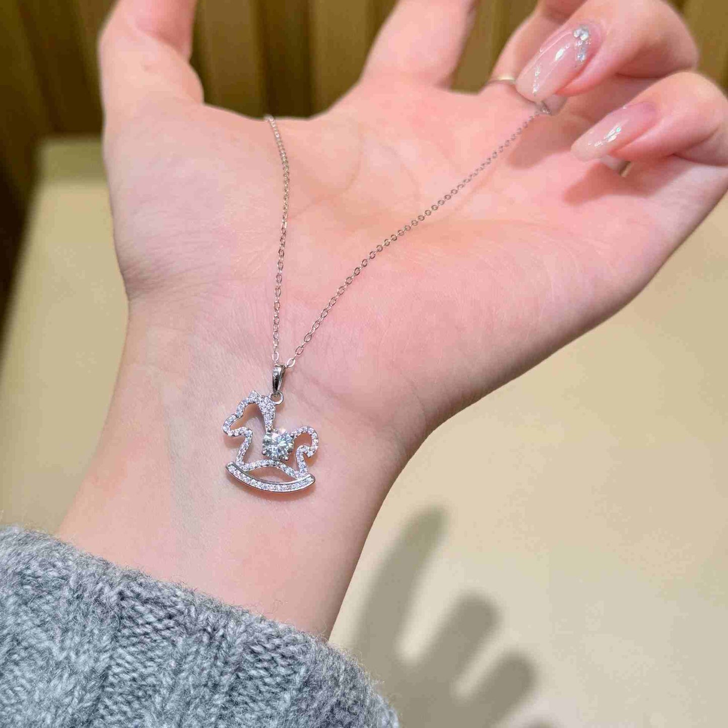MOISSANITE CAROUSEL HORSE NECKLACE