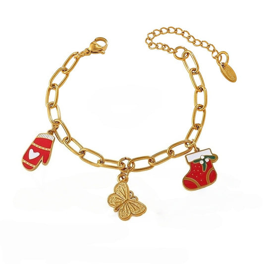 CHRISTMAS BOOT PENDANT BRACELET