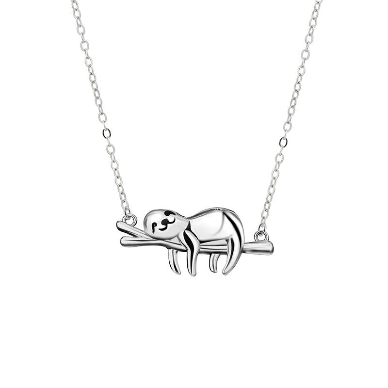 S925 Sterling Silver Sloth-shaped Pendant Necklace