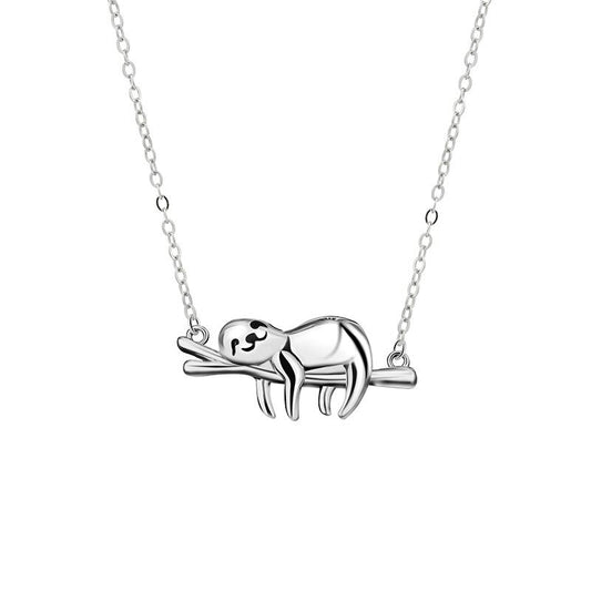 S925 Sterling Silver Sloth-shaped Pendant Necklace