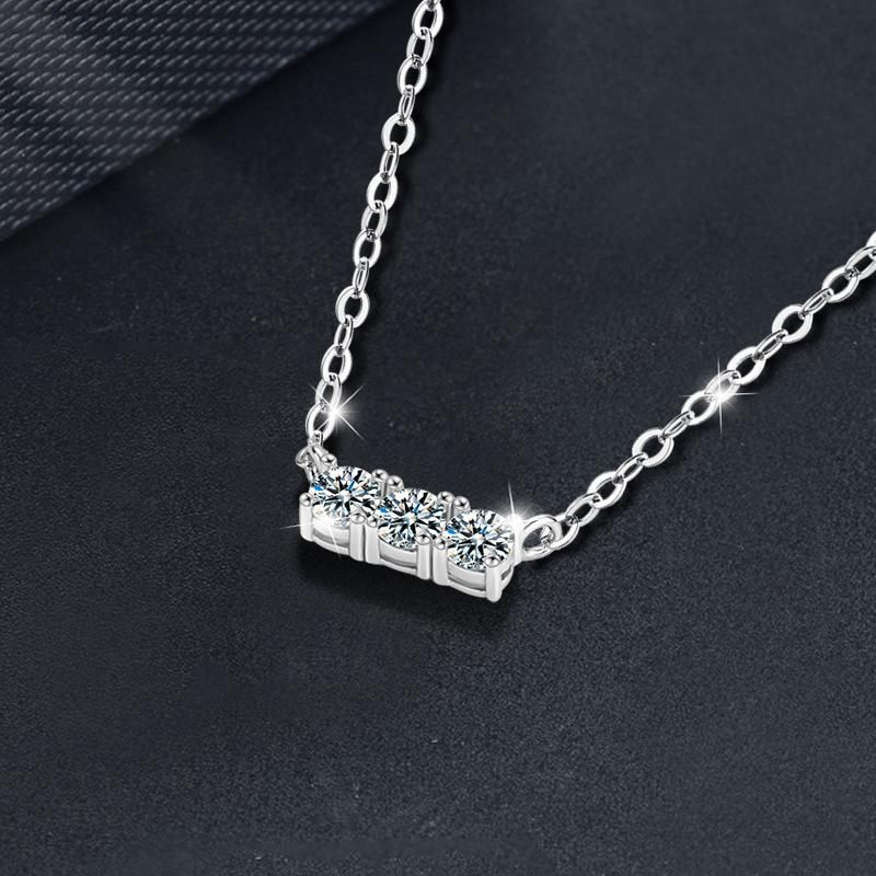 3-Moissanite Pendant Necklace in S925 Sterling Silver