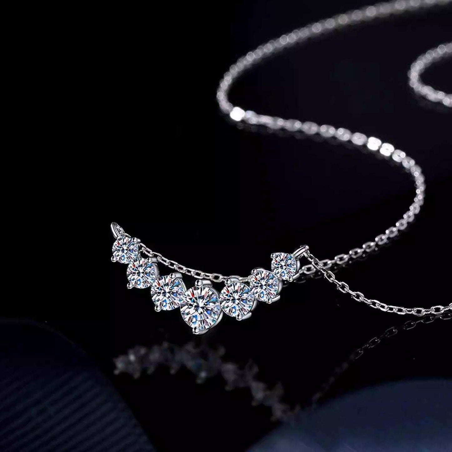 7-Moissanite Pendant Necklace in S925 Sterling Silver