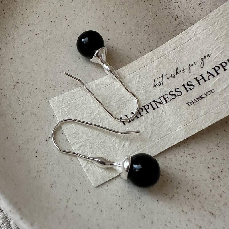 BLACK AGATE PENDANT EARRINGS