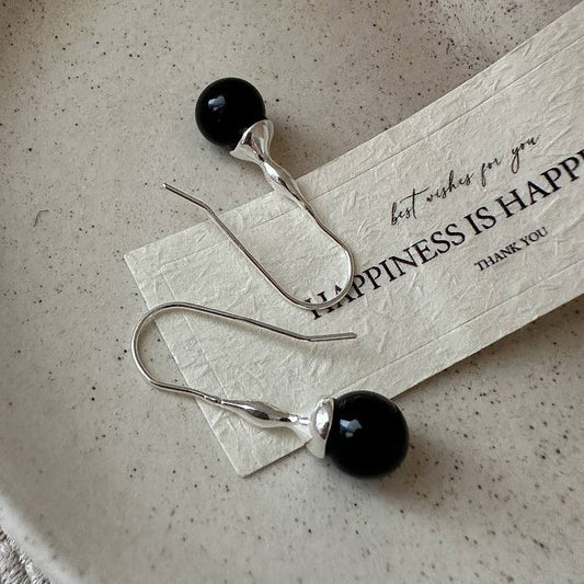 BLACK AGATE PENDANT EARRINGS