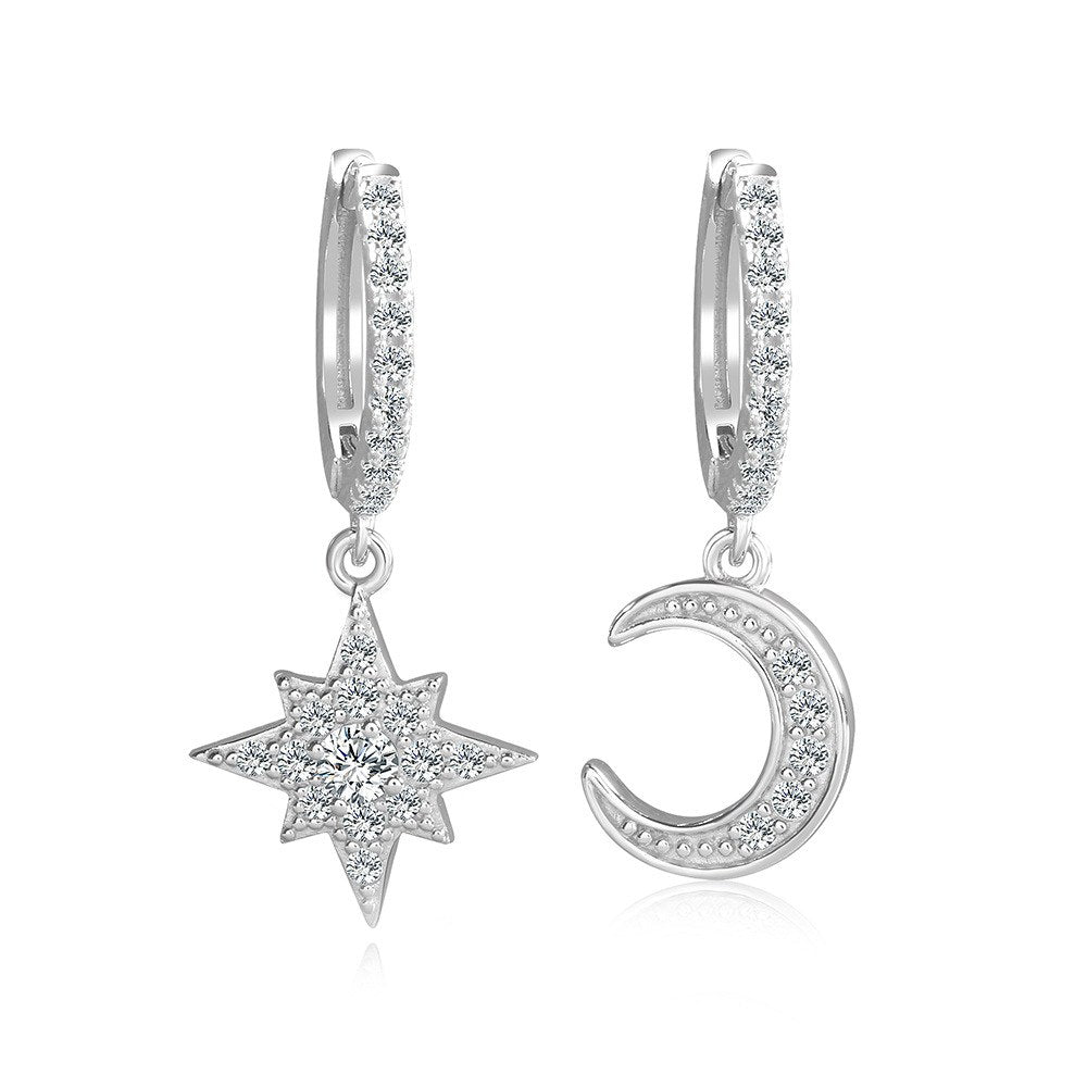 ASYMMETRICAL STAR & MOON EARRINGS