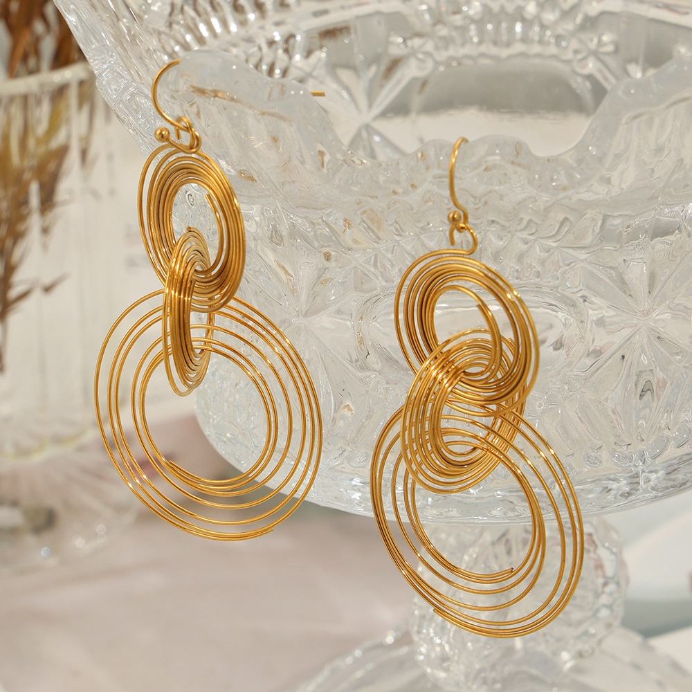 MULTI-LAYER COIL RING-SPLICED EARRINGS