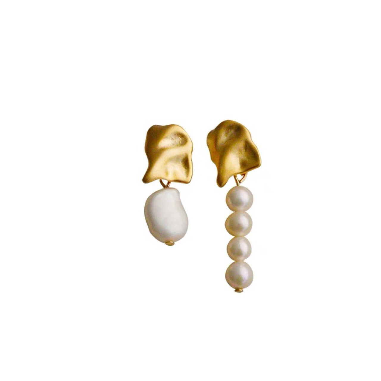 ASYMMETRICAL BAROQUE RICE PEARL EARRINGS