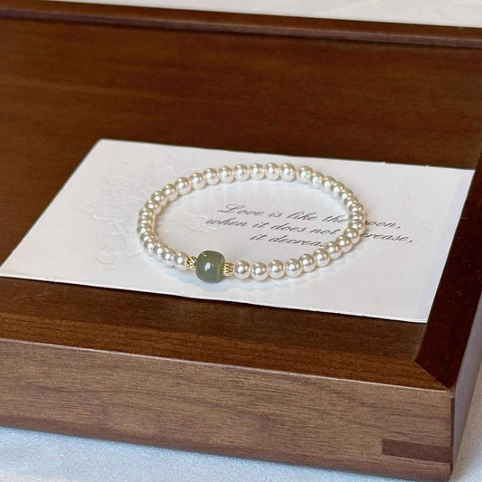PEARL AND JADE BEAD BRACELET