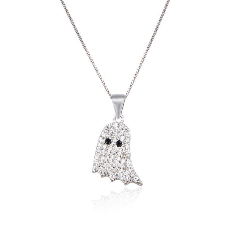 Ghost Pendant Necklace in S925 Sterling Silver