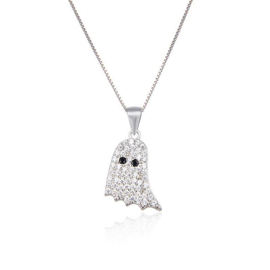 Ghost Pendant Necklace in S925 Sterling Silver