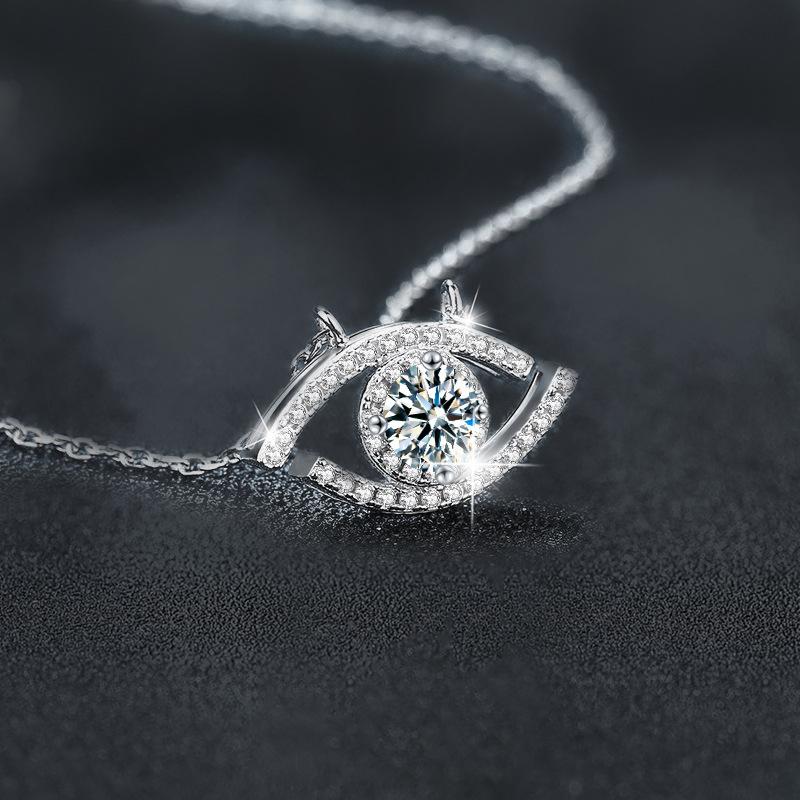 Evil Eye Moissanite Pendant S925 Sterling Silver Necklace