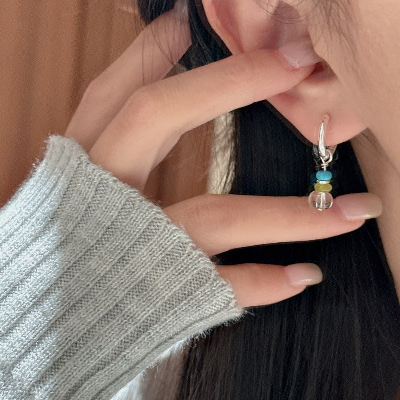 CLEAR QUARTZ BEAD EARRINGS