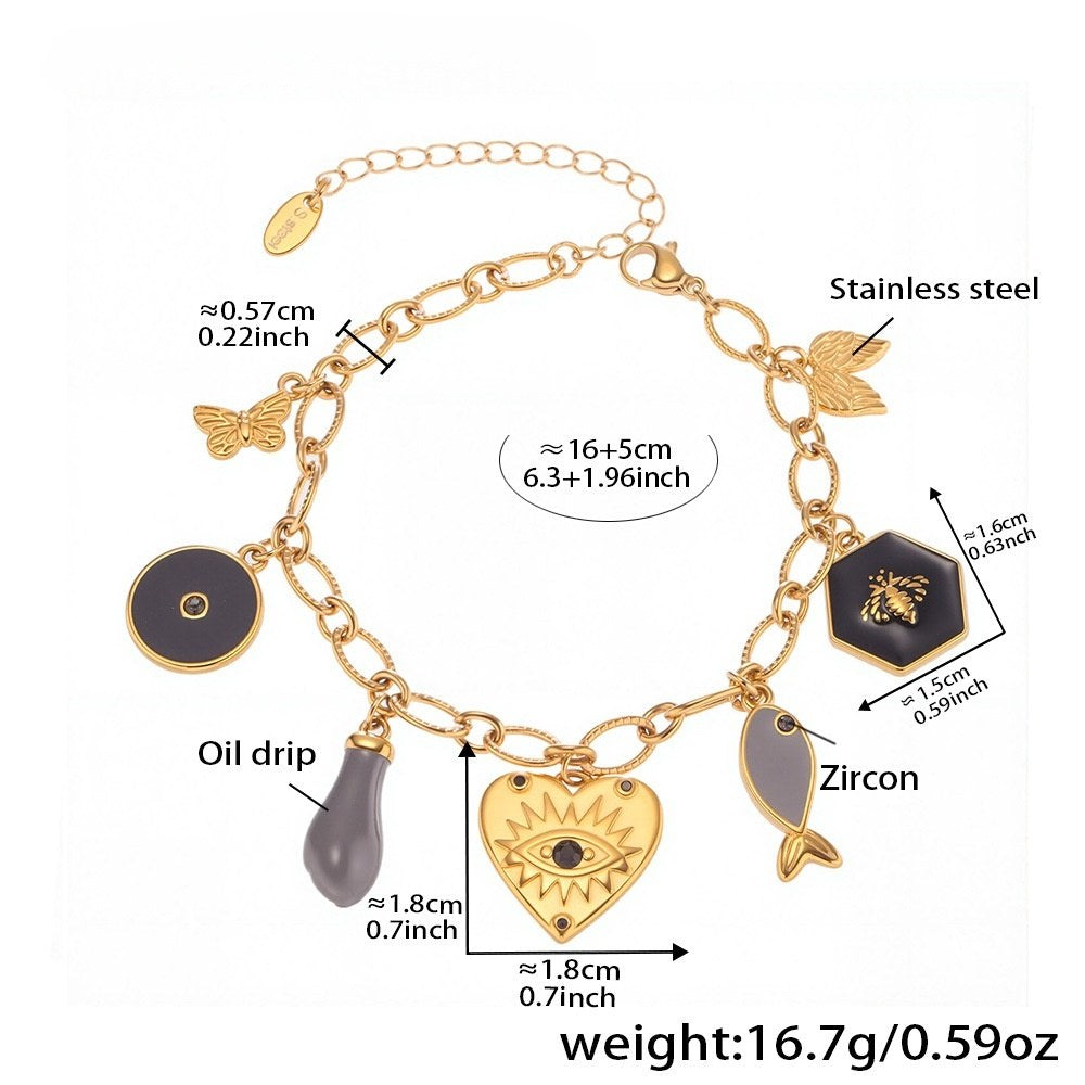 DEMON'S EYE OIL-DROP PENDANT BRACELET