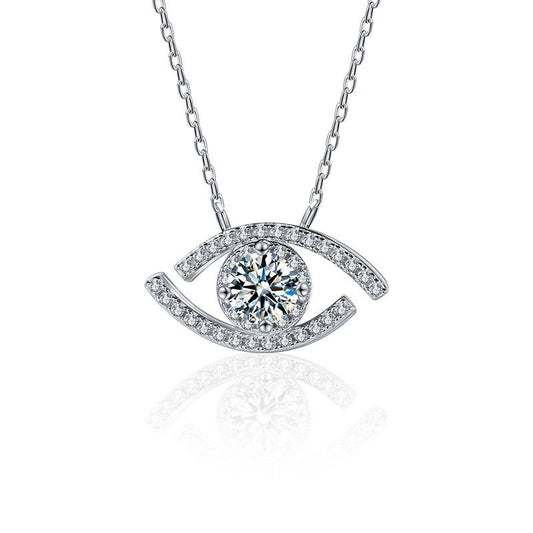 Evil Eye Moissanite Pendant S925 Sterling Silver Necklace