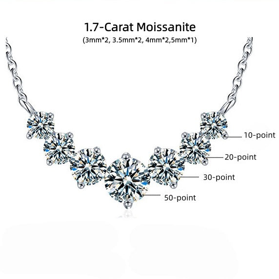 7-Moissanite Pendant Necklace in S925 Sterling Silver