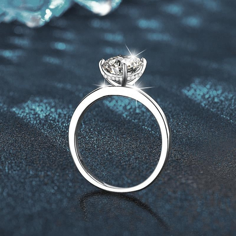 1-Carat Dove-Egg Moissanite Ring in S925 Sterling Silver