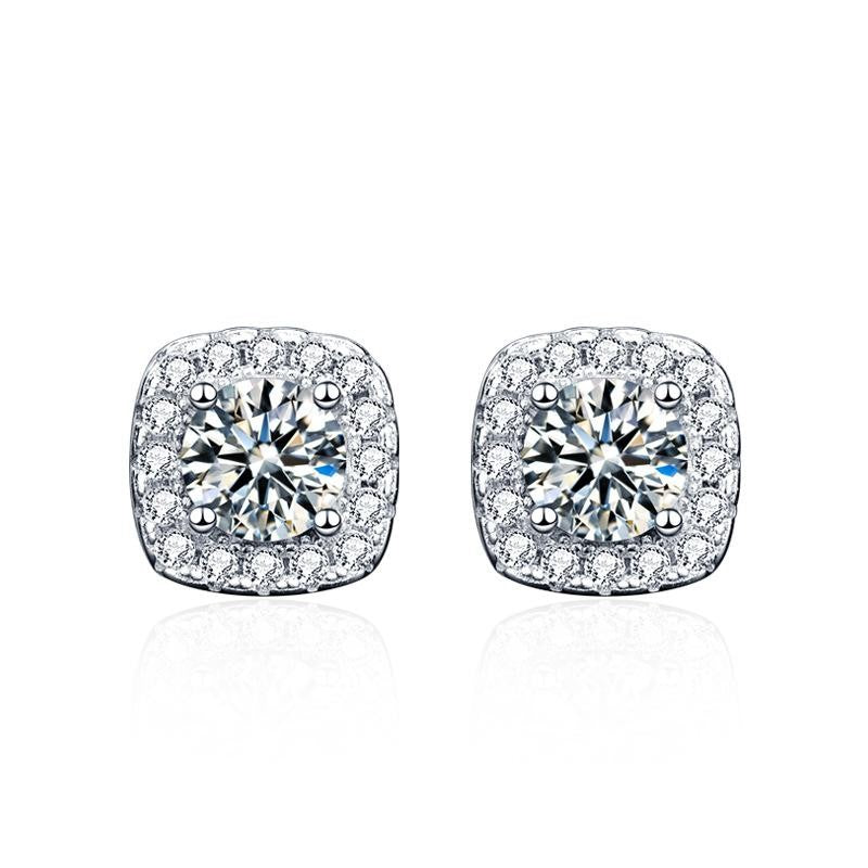 Moissanite & Sterling Silver Stud Earrings