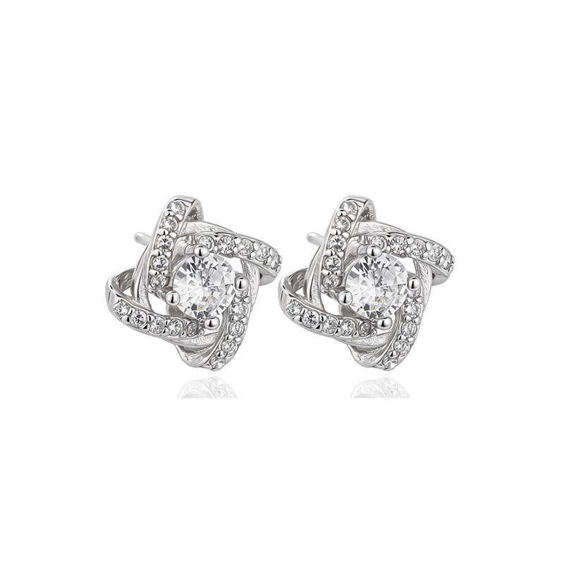 Four-Leaf Clover Stud Earrings with Cubic Zirconia