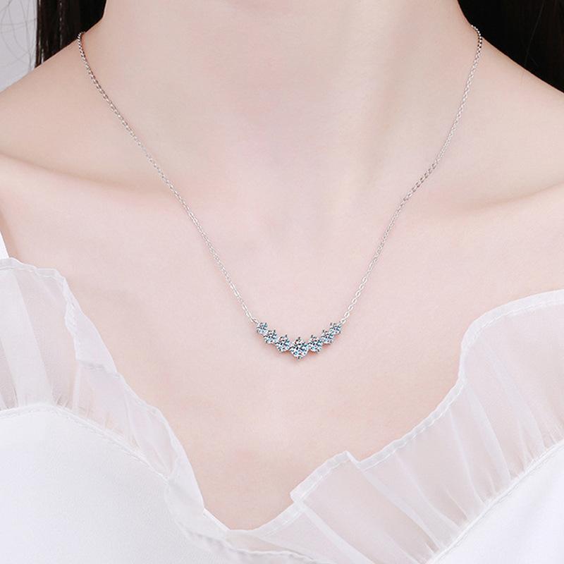 7-Moissanite Pendant Necklace in S925 Sterling Silver
