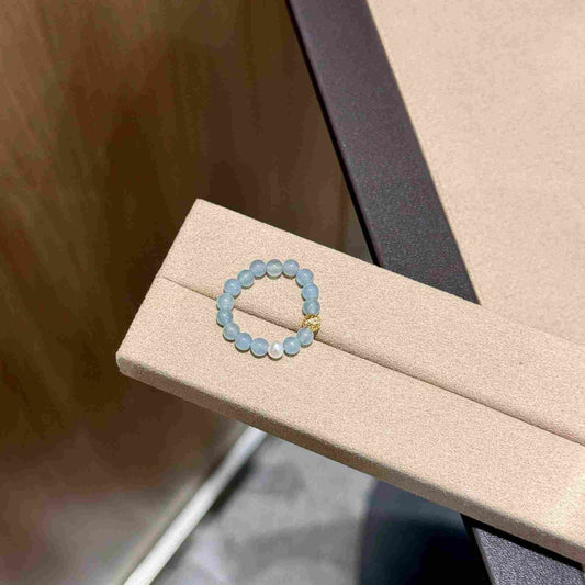 NATURAL BLUE JADEITE BEAD RING