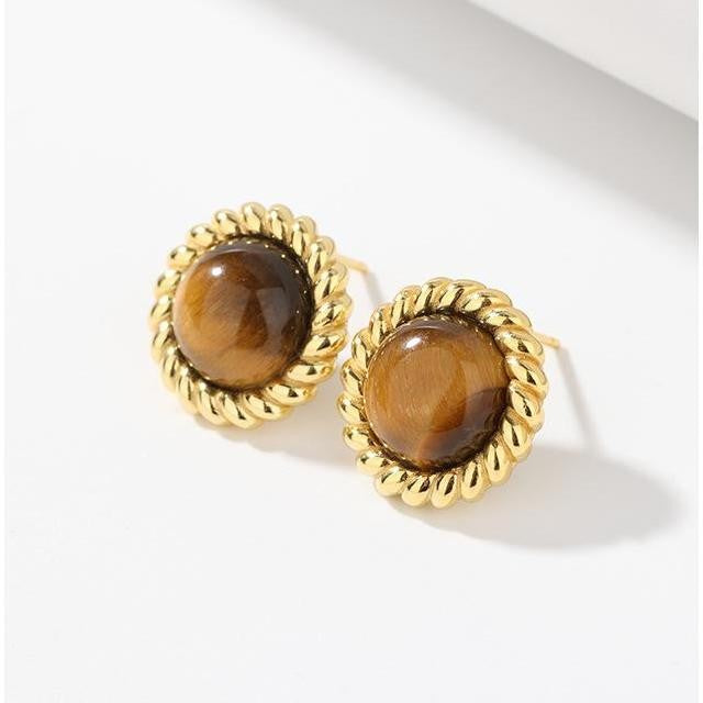 Tiger's Eye Twisted Wire Earrings