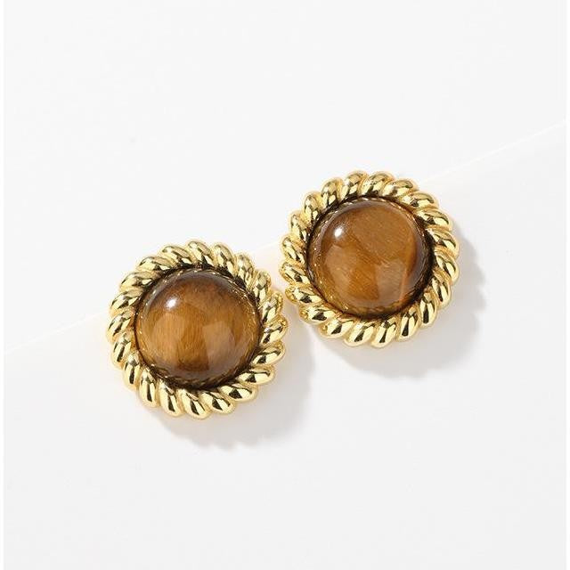 Tiger's Eye Twisted Wire Earrings