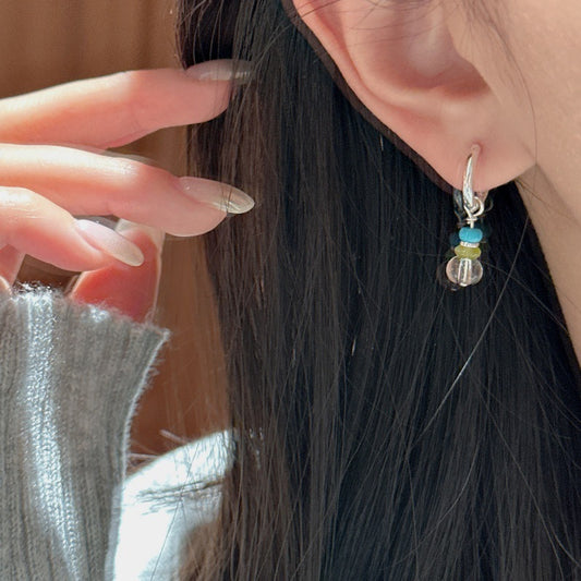 CLEAR QUARTZ BEAD EARRINGS