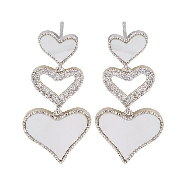 S925 Sterling Silver Heart-Shaped Hollow-Out Shell Earrings