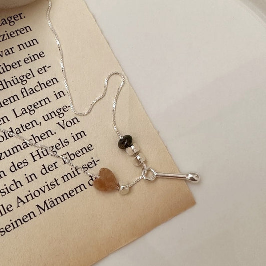 HEART NATURAL STONE COLLAR NECKLACE