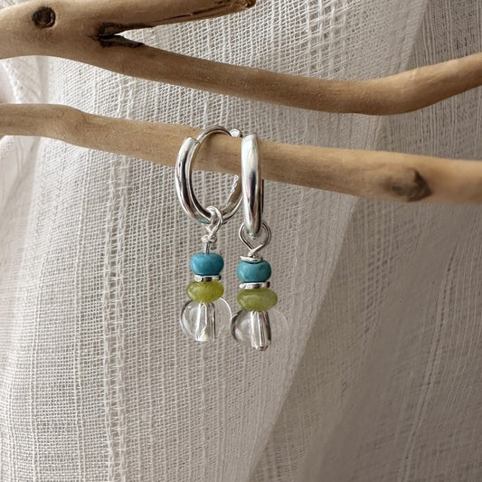 CLEAR QUARTZ BEAD EARRINGS