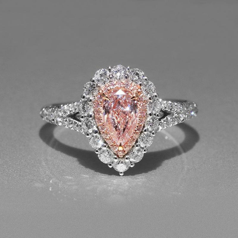 「 BLUSH HALO 」PINK TEARDROP ZIRCON RING