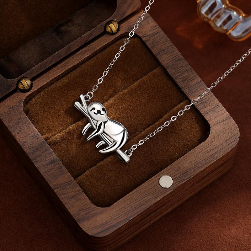 S925 Sterling Silver Sloth-shaped Pendant Necklace