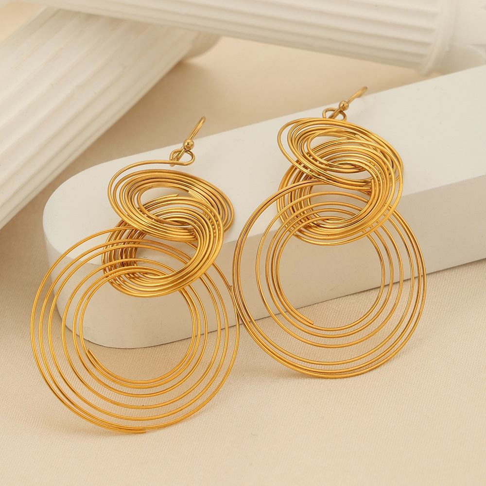 MULTI-LAYER COIL RING-SPLICED EARRINGS