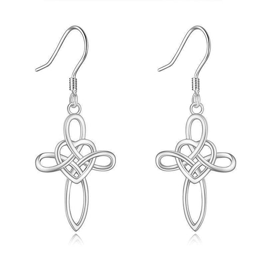 Hollow-Out Cross Earrings in S925 Sterling Silver
