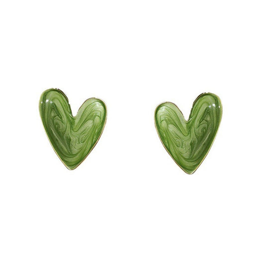 Handmade Drip-Glazed Heart Earrings