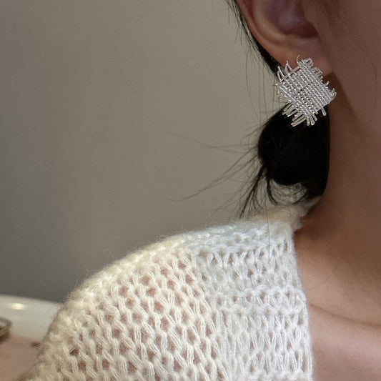 RHOMBUS WEAVE TEXTURE EARRINGS