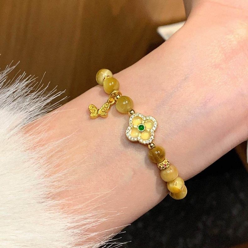TIGER'S EYE FOUR-LEAF CLOVER BRACELET