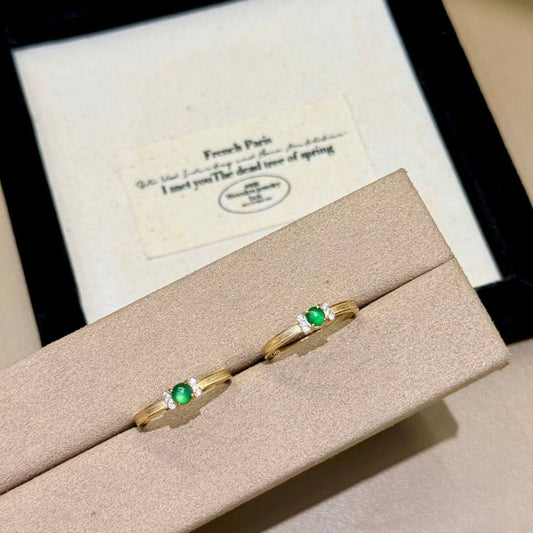 NATURAL JADEITE ZIRCON-SET RING