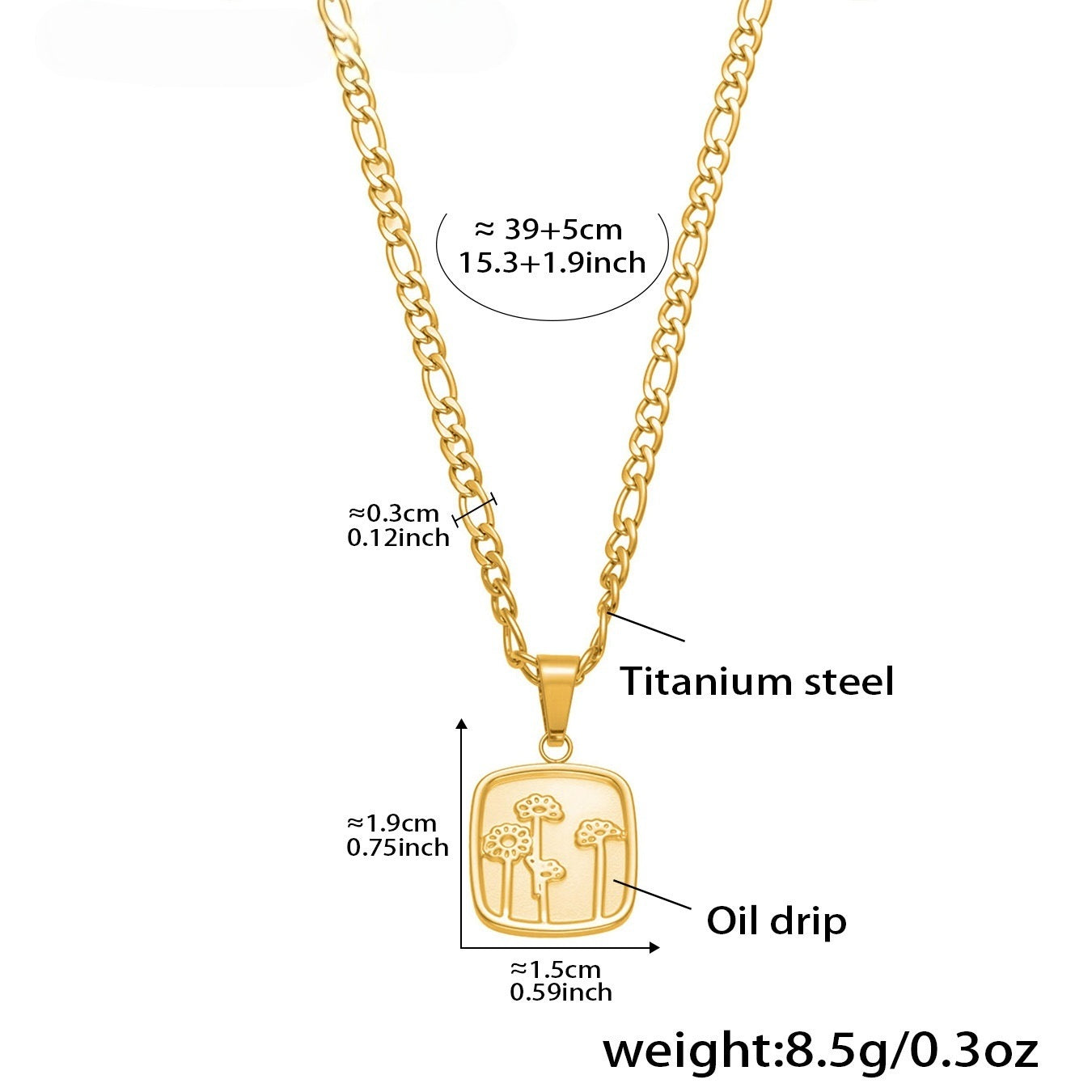 OIL-DROP FLOWER SQUARE PENDANT NECKLACE