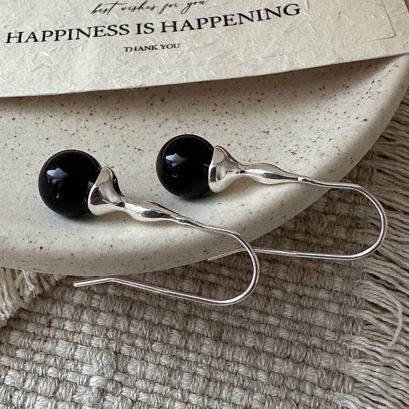 BLACK AGATE PENDANT EARRINGS
