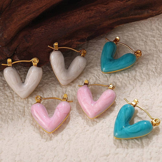OIL-DROP HEART EARRINGS