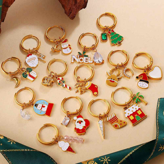 EARRINGS WITH CHRISTMAS ELEMENT PENDANTS